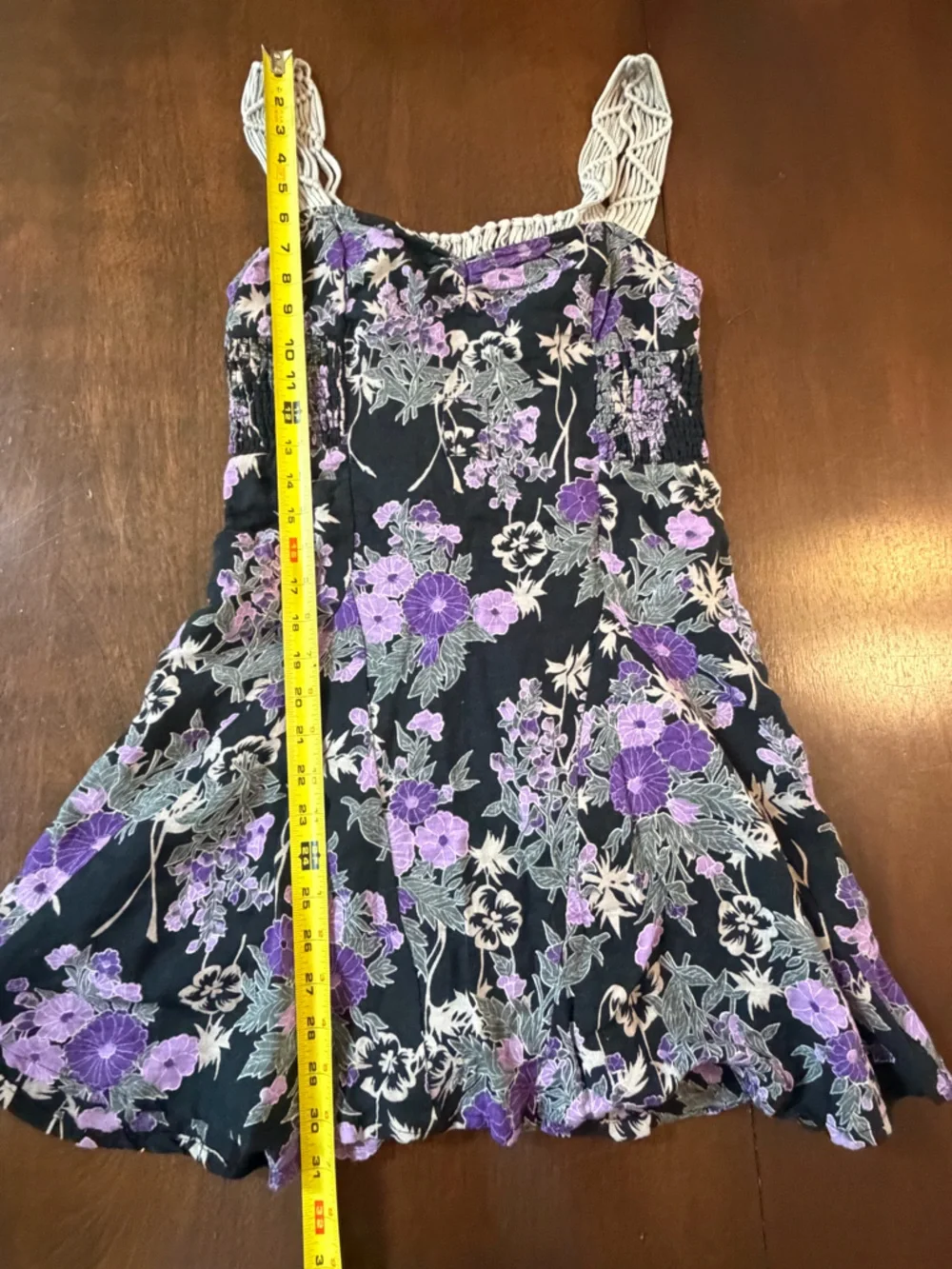 Free People Y2K Vintage Cotton Linen Purple Black Mini Dress Whimsigoth Cottage